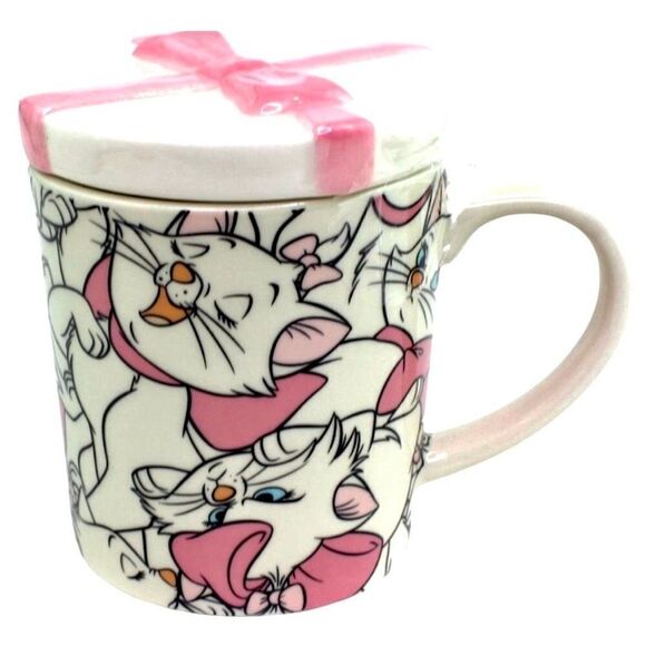 Disney Other - NWT Disney The Aristocats Marie 
White Pink Ceramic with pink bow topper lid Mug
